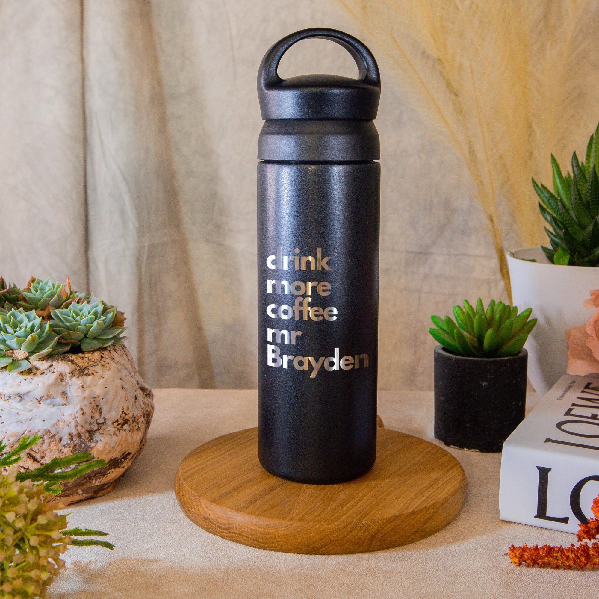 Personalised Engraved Stainless Steel Insulated Water Bottle, Laser Custom Logo,  Eco Friendly Coffee Tea Cup, Travel Thermal Drink, Corporate Birthday Teacher Gift, Insulation Portable Vacuum Flasks & Thermoses