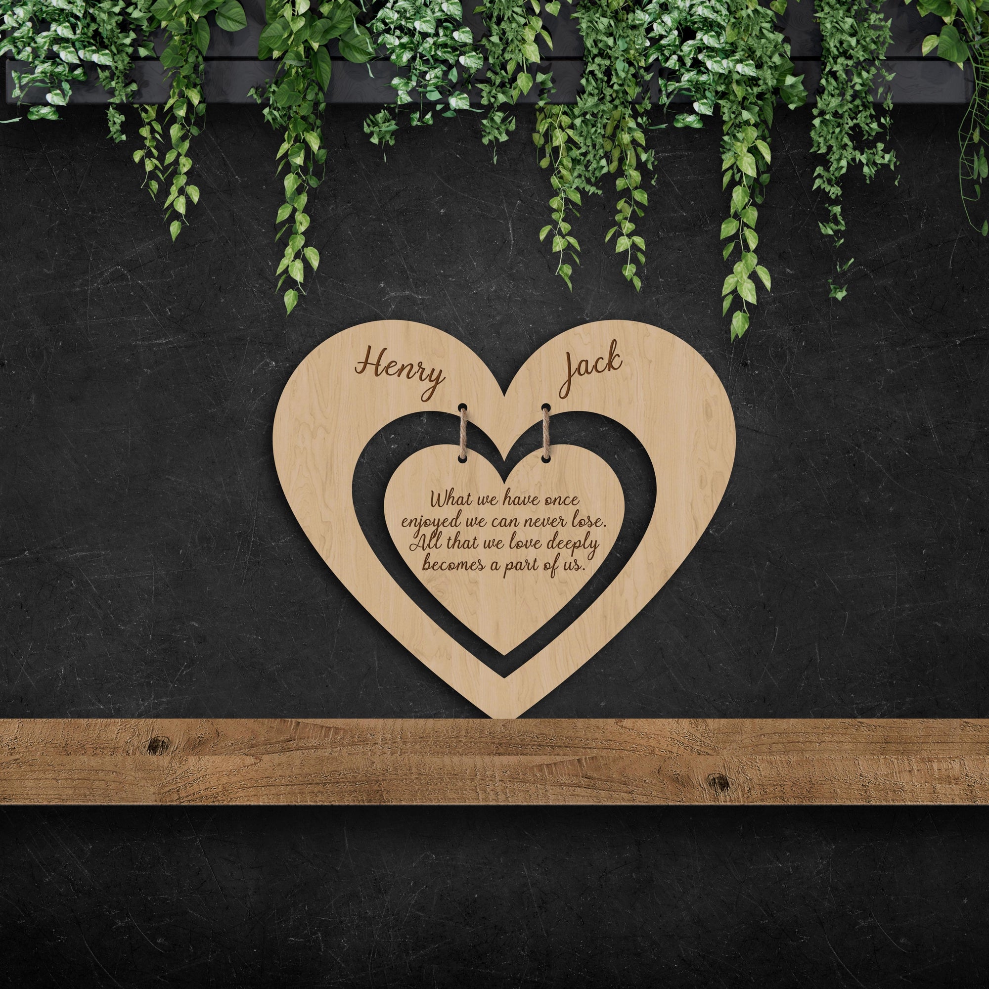 Personalised Dangling Double Heart Wedding/ Anniversary Sign Hoop, Photo Backdrop, Personalised Bespoke Design Laser Cut Wooden Bridal Shower/ Hens Party, Birthday, Event Signs, Wall Decor Signage