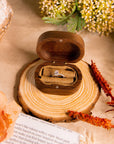 Personalised Wooden Engagement Proposal Ring Bearer Box, Custom Engraved Wedding Double Slot Solid Walnut Oval Ring Holder Storage, Rustic Vintage Anniversary Gift