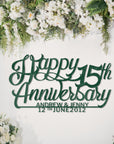 Custom Wooden/ Acrylic Happy Anniversary Sign, Personalised Name & Date Wedding Signage, Hedge Photo Prop, Event Wall Hoop, Bridal Shower, Engagement, Stag Party, Birthday Backdrop Decor