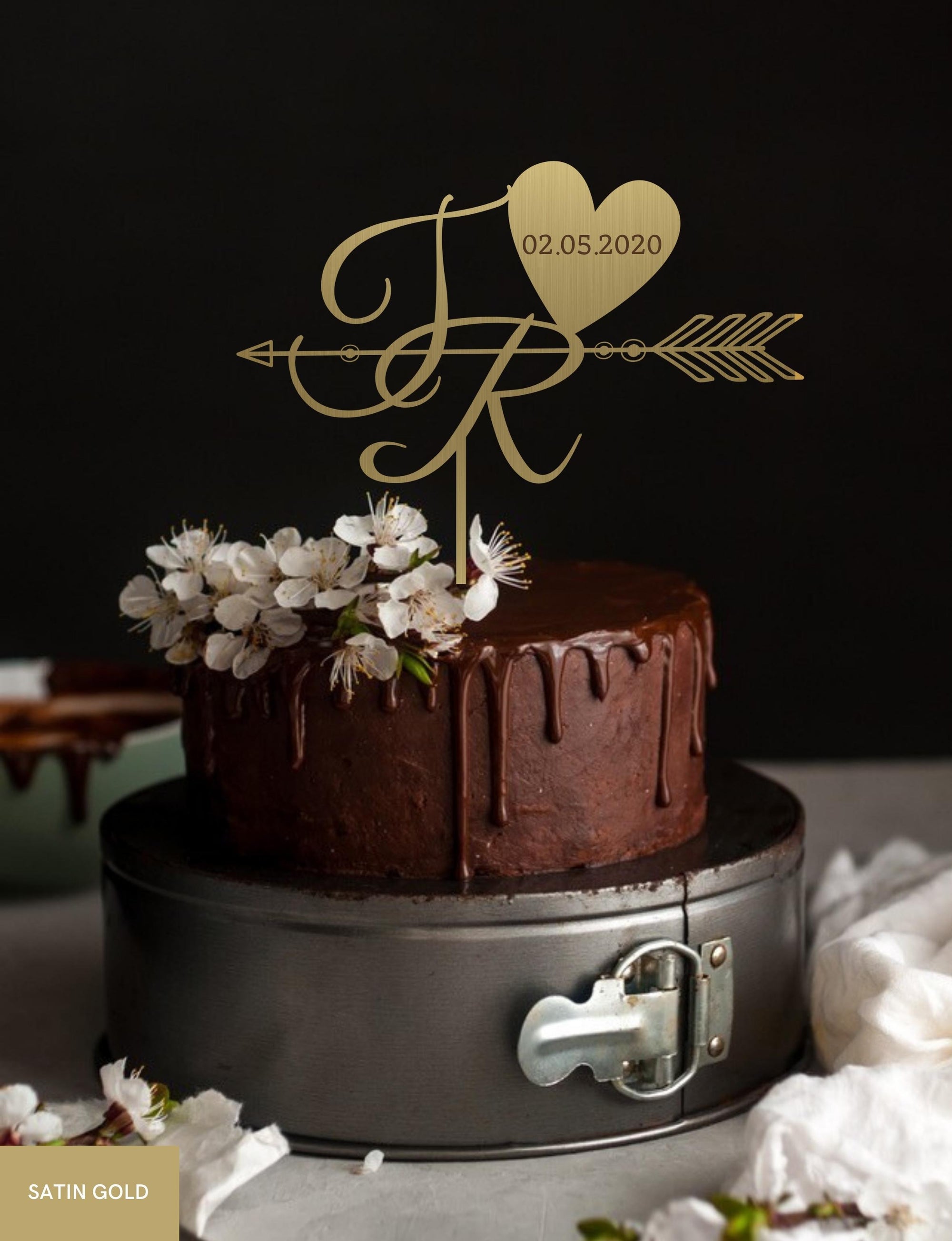 Personalised Initial Join Name & Heart, Engraved Date Wedding Cake Topper/ Custom Bridal & Groom, Hens Party Supply Decor