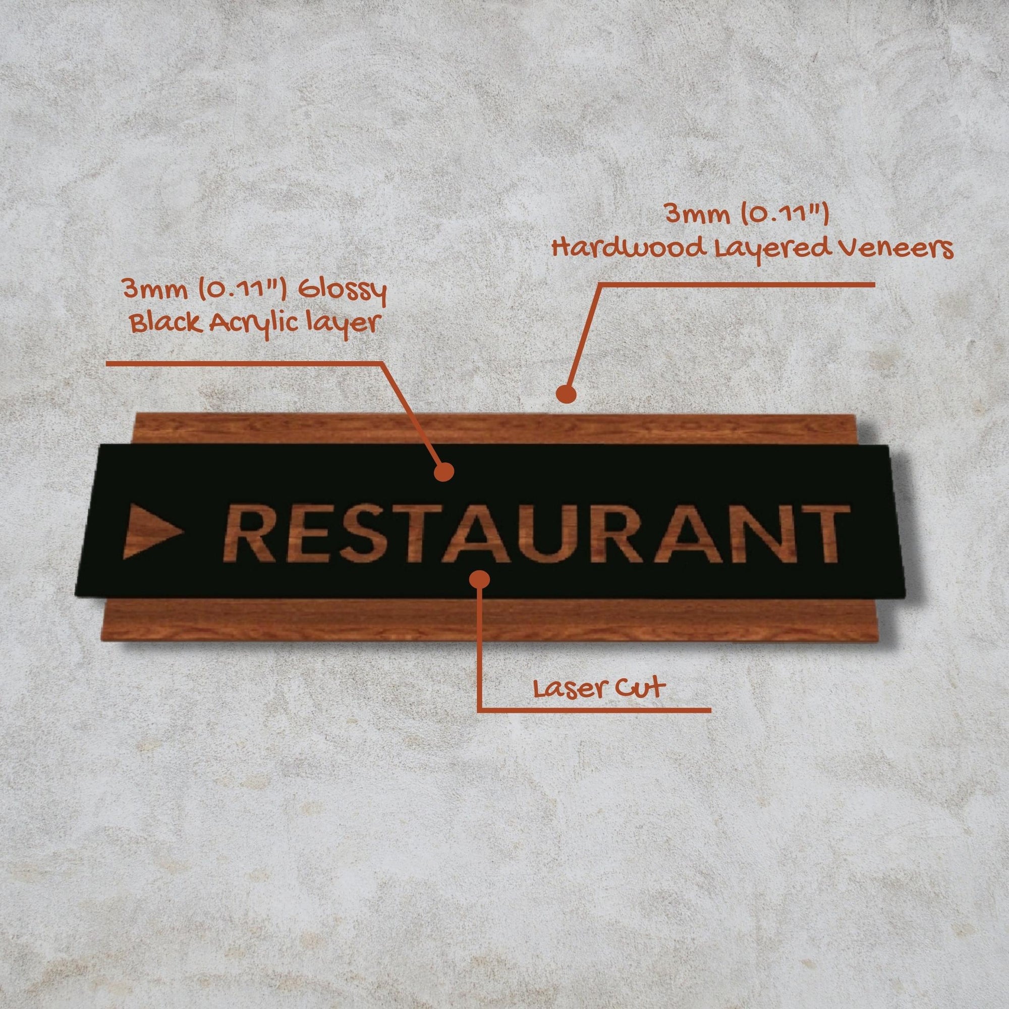 Personalised Wooden & Acrylic Wayfinding/ Location Signage/ Custom Made Directional Sign, Room Name/ Arrow Signs, Number Plaque, Wall Room Plate, Company Signage for Office, Apartment, Hotel, Gym, Restaurant