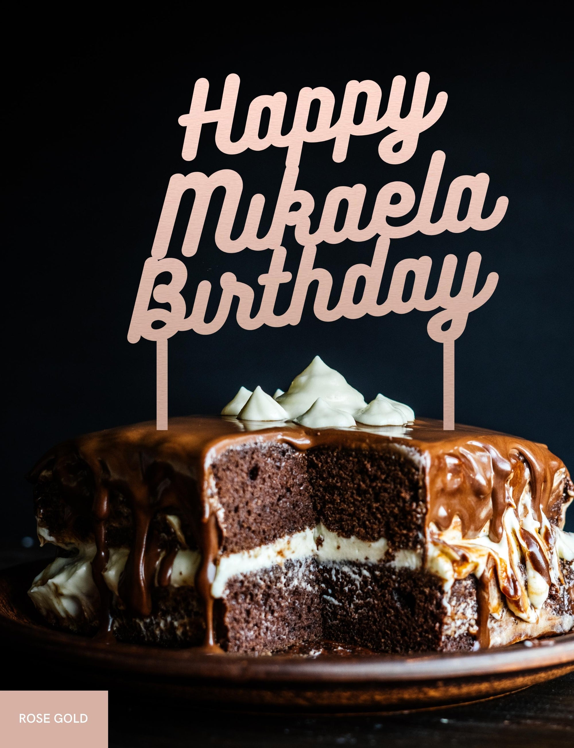 Personalised Happy Birthday MDF/ Mirror Acrylic Cake Topper, Cut Out Custom Joint Name & Age, Wedding/ Celebration/ Event Party Decor Supply