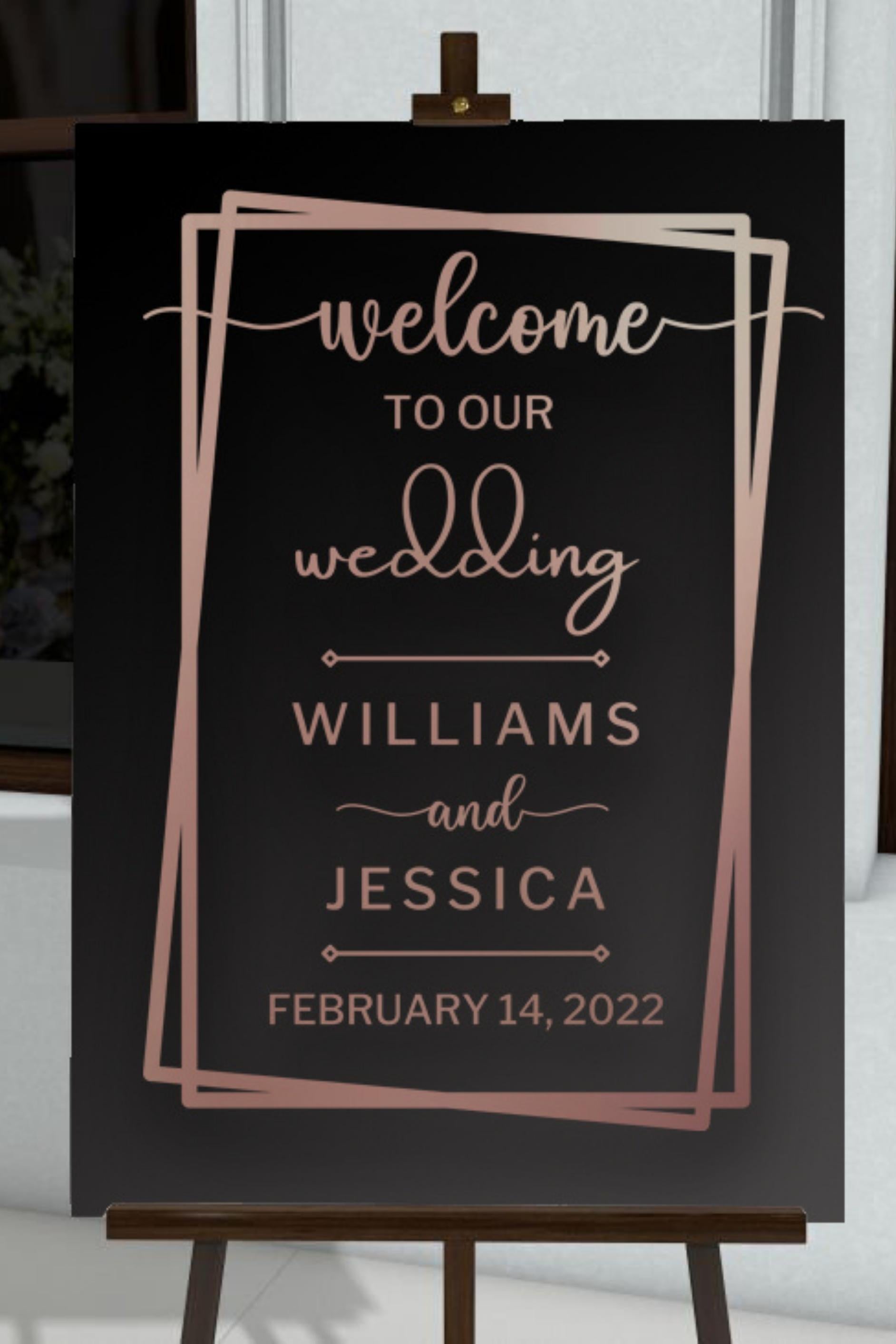 Custom Acrylic Wedding Welcome 3D Sign, Personalised Rose/ Gold Mirror Names, Ceremony/ Event/ Engagement/ Bridal Shower/ Birthday Signage on Easel