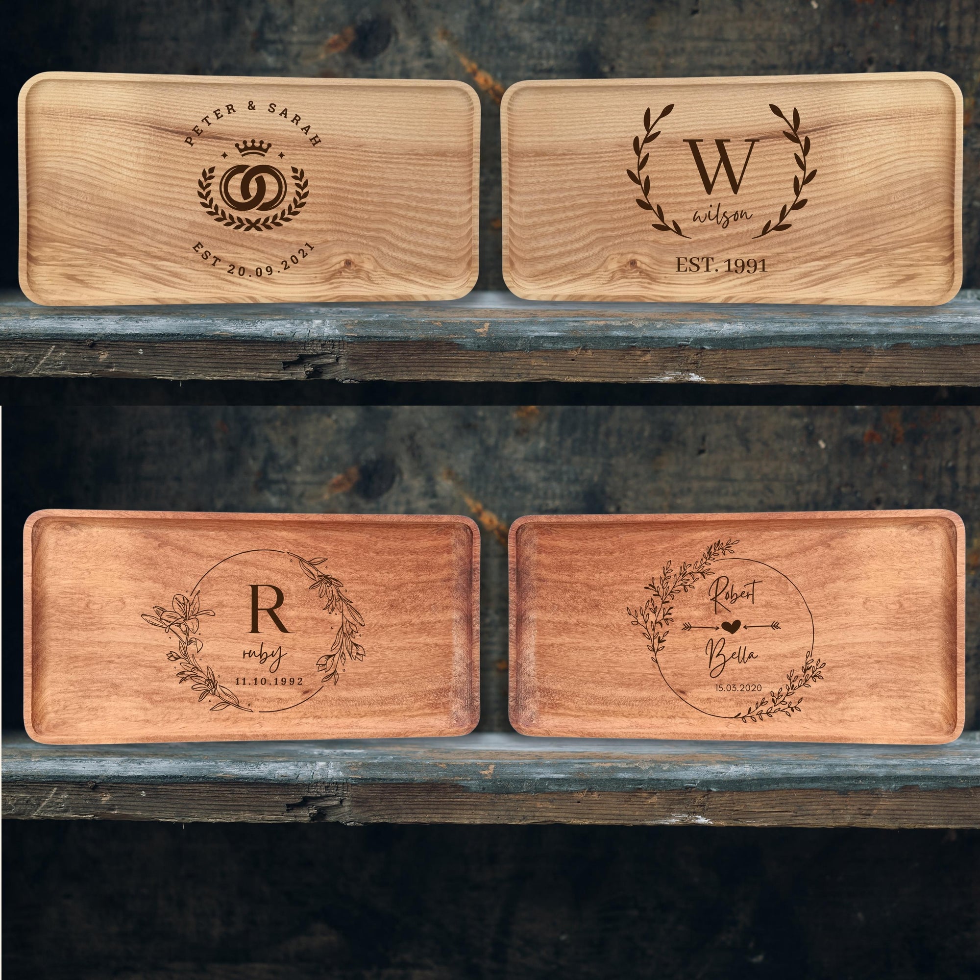 Personalised Ash/ Doussie Rectangle Catchall Tray