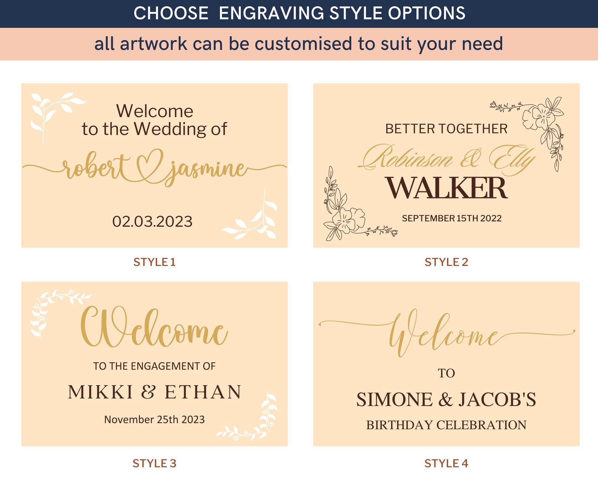 Personalised Raised 3D Letter MDF Wooden Welcome Wedding/ Event Signage