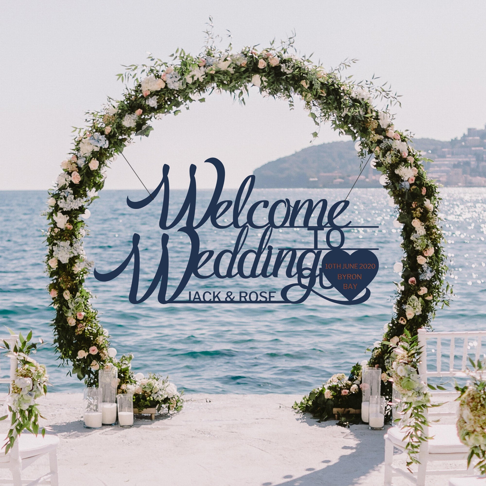 Custom Wooden/ Acrylic Welcome To Our Wedding Hanging Sign, Personalised Name & Date Signage, Hedge Photo Prop, Event Wall Hoop, Bridal Shower, Anniversary, Stag Hens Party, Birthday Backdrop Decor