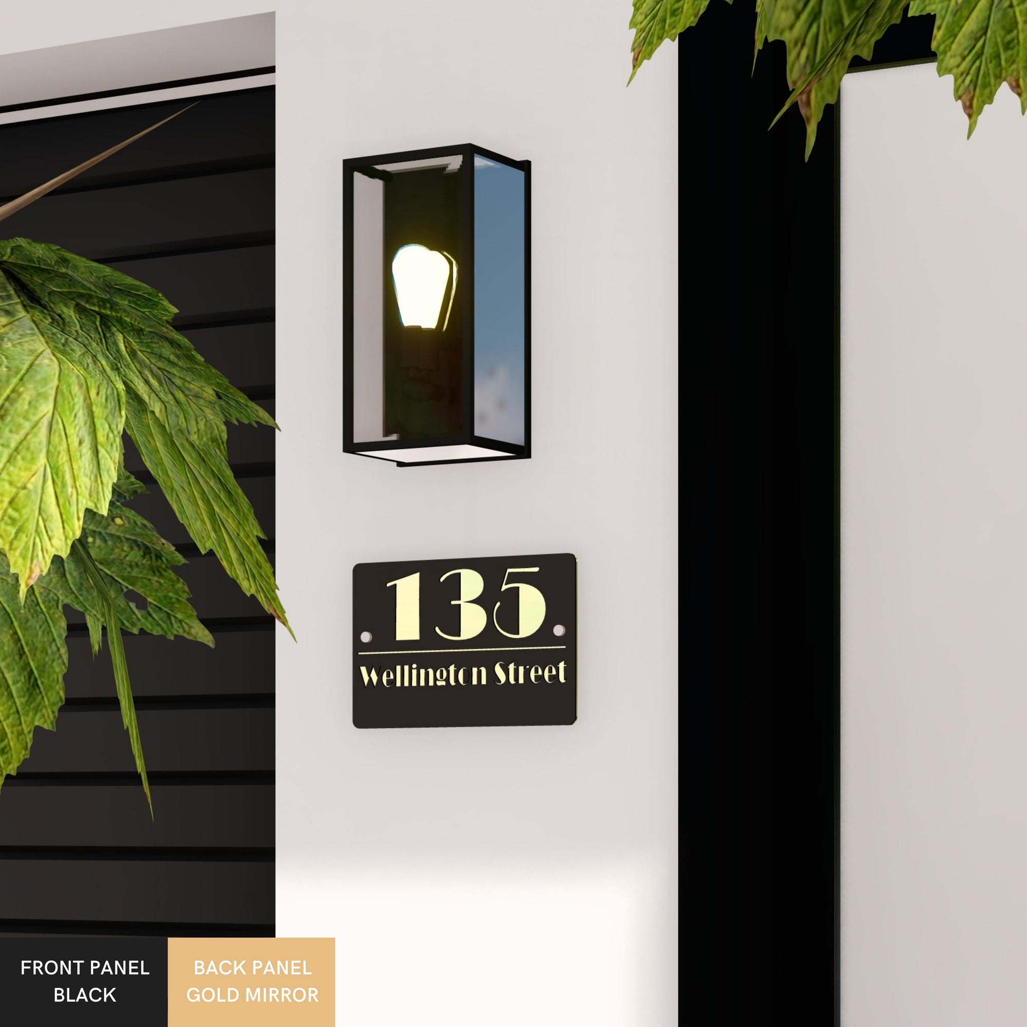 Personalised Floating House Number Mirror Acrylic Sign, Custom Laser Cut Modern Business/ Hotel Room/ Mailbox/ Apartment Door Signage Address Plate