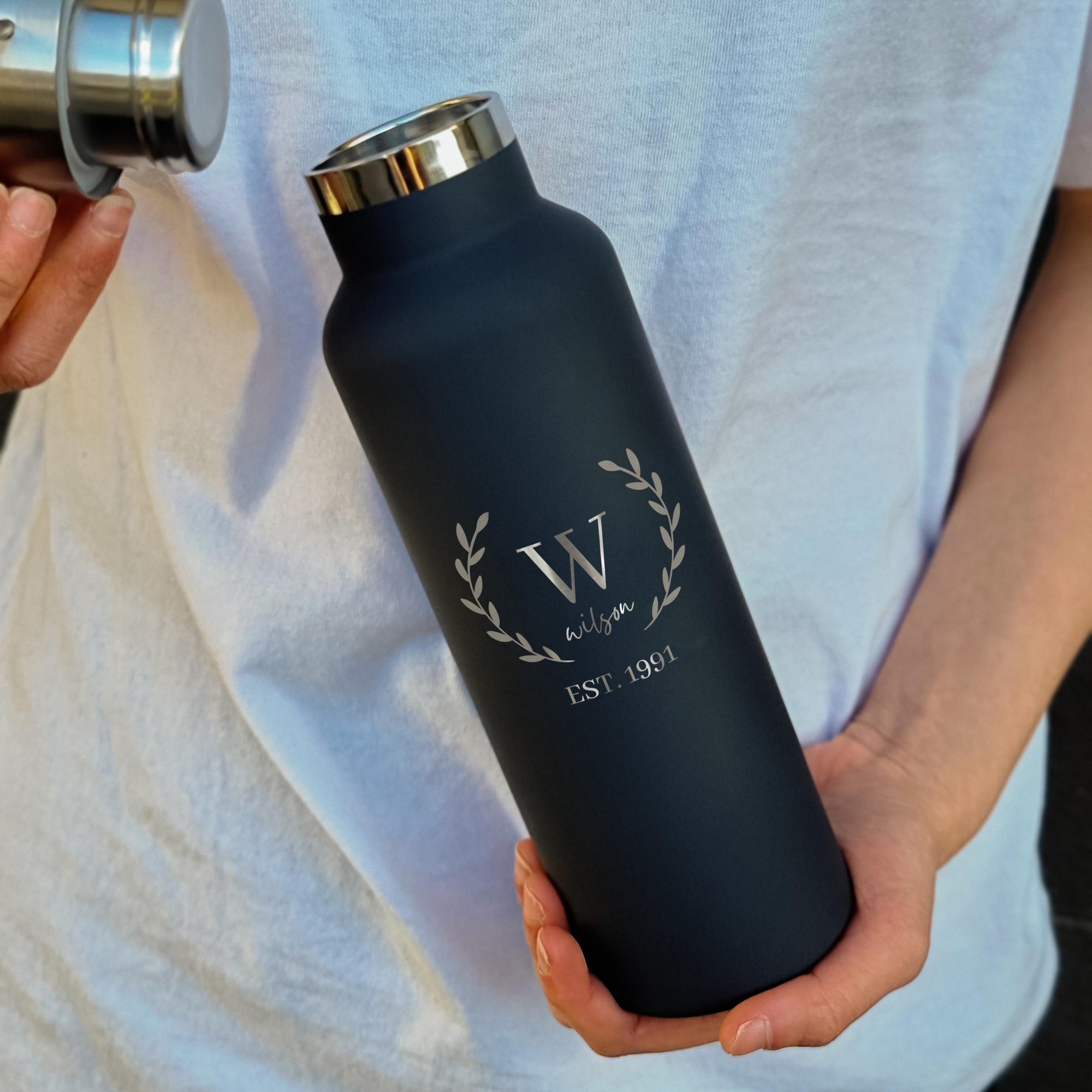 Personalised Engraved Stainless Steel Insulated Water Bottle, Laser Cut Custom Logo, Travel Thermal Drink, Corporate Birthday Teacher Gift