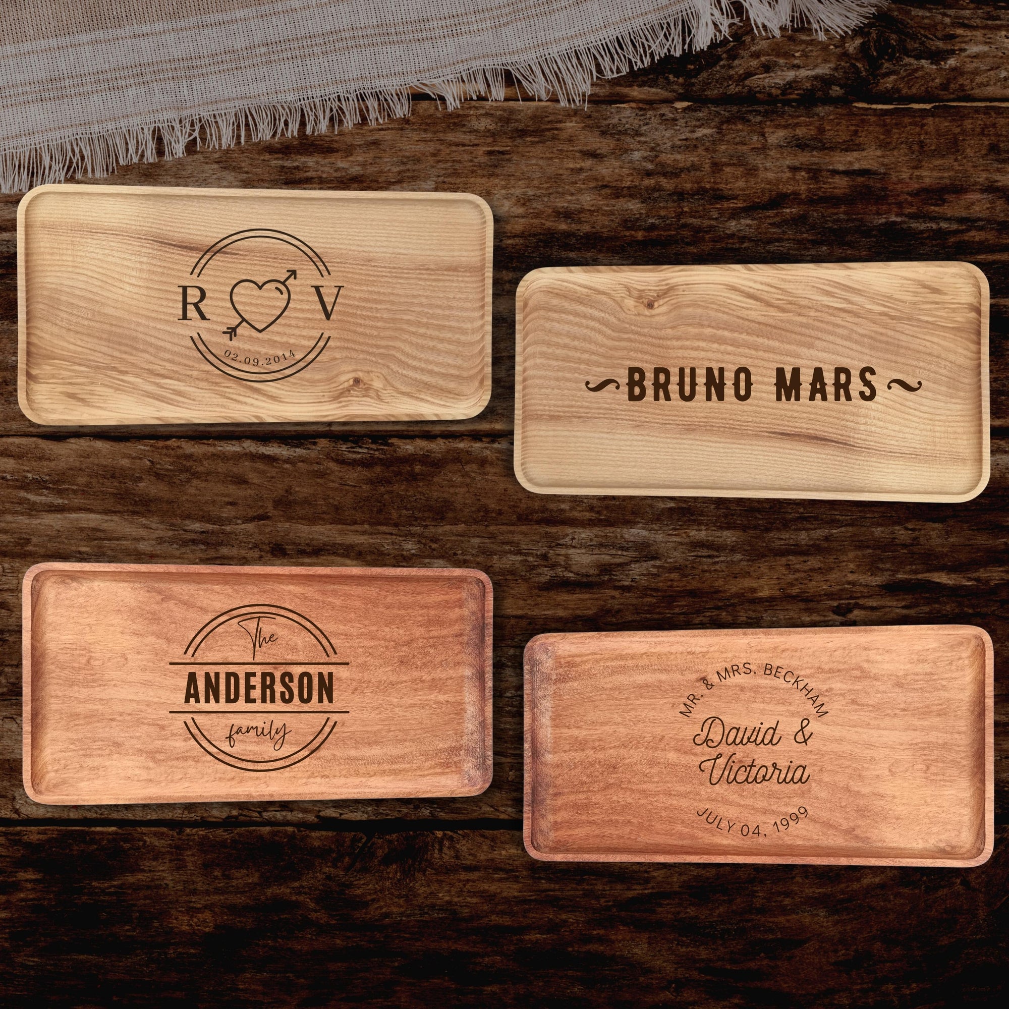 Personalised Ash/ Doussie Rectangle Catchall Tray