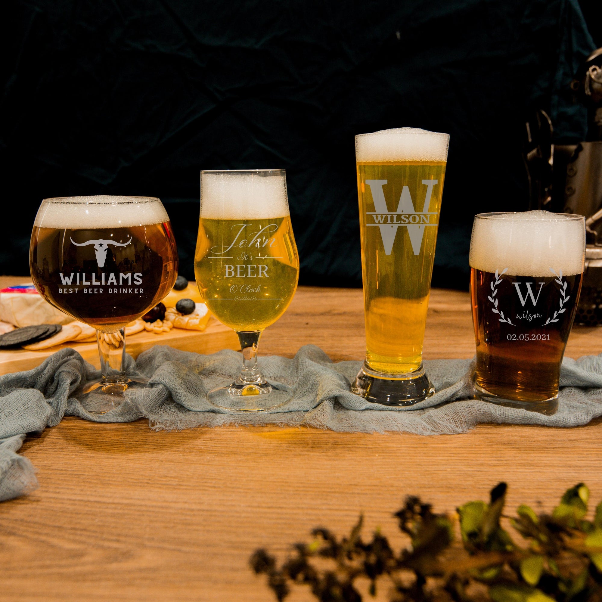 Set of 4 Engraved Beer - Portugal Glasses