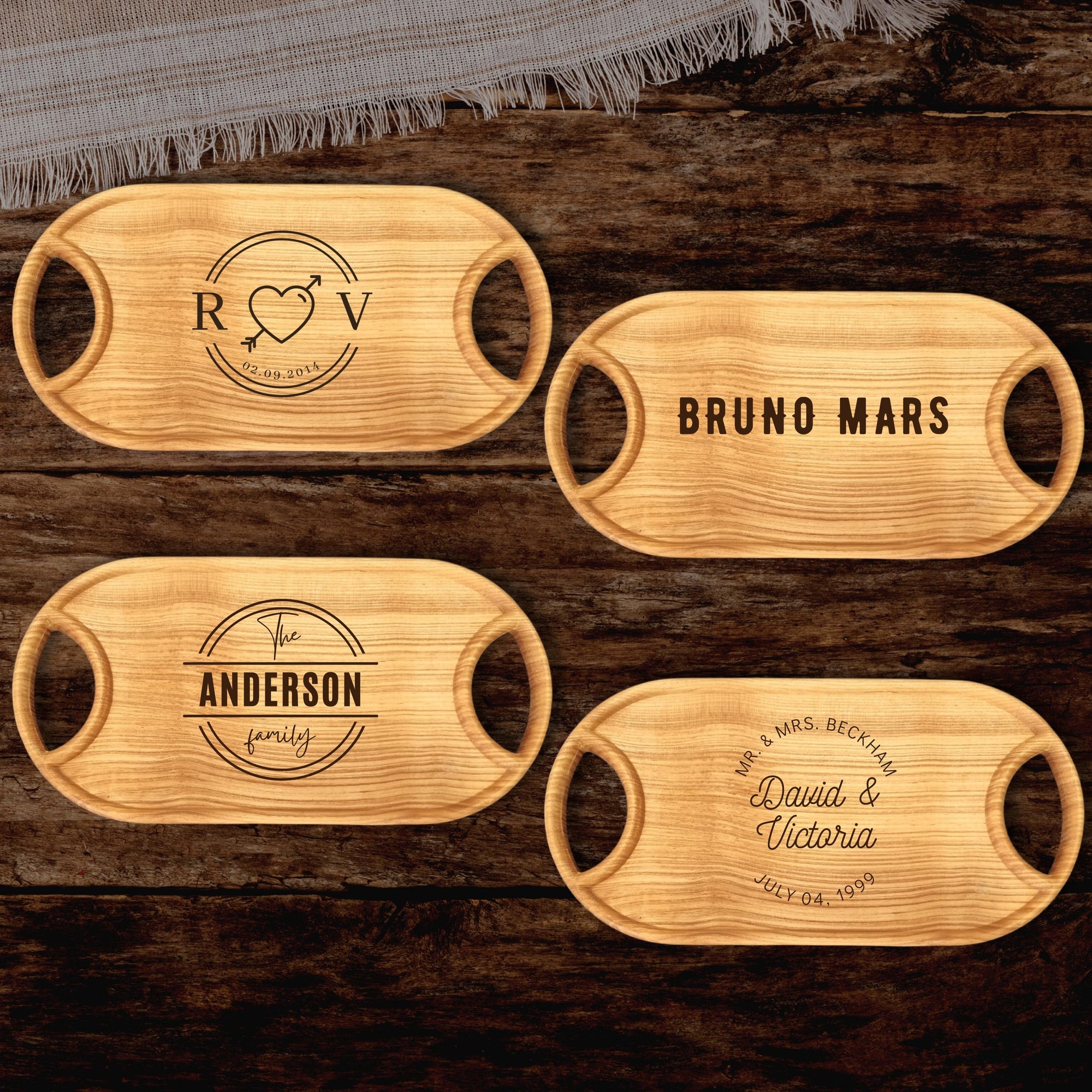 Personalised Wooden Jewellery/ Tech/ Office/Serving/Catchall Tray, Custom Engraved Timber Organiser, Birthday, Housewarming Gift for Her Him