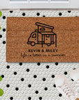 Customised Engraving Doormat, Personalised Initial/ Dog/Caravan/Couple/Family Welcome Entry Outdoor Coir Mat, House Warming/ Wedding Gift