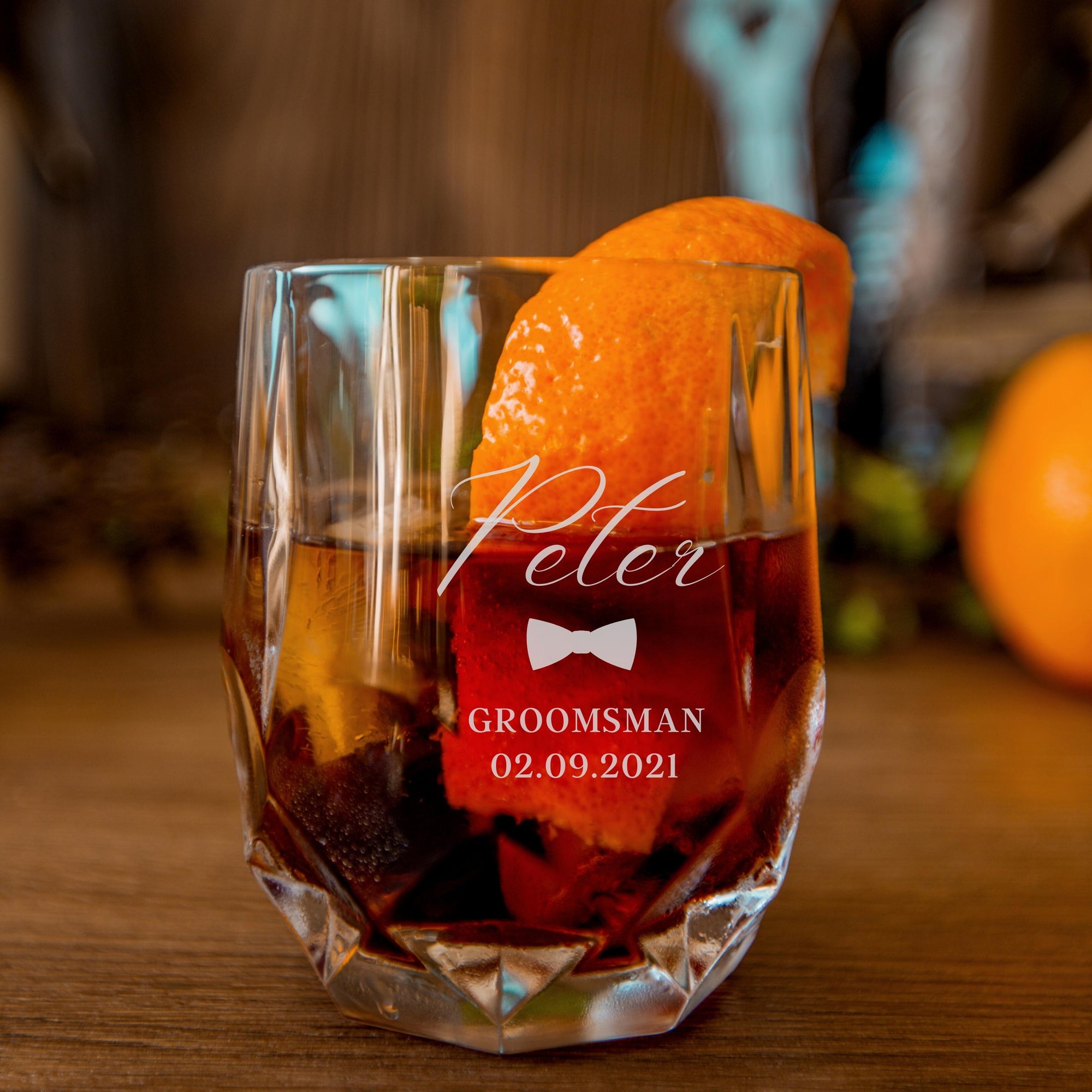 Engraved Italian Cocktail/ Whiskey/ Spirits/ Water 350ml Crystal Glass, Personalised Custom Monogram Tumbler, Housewarming/ Groomsmen Gift