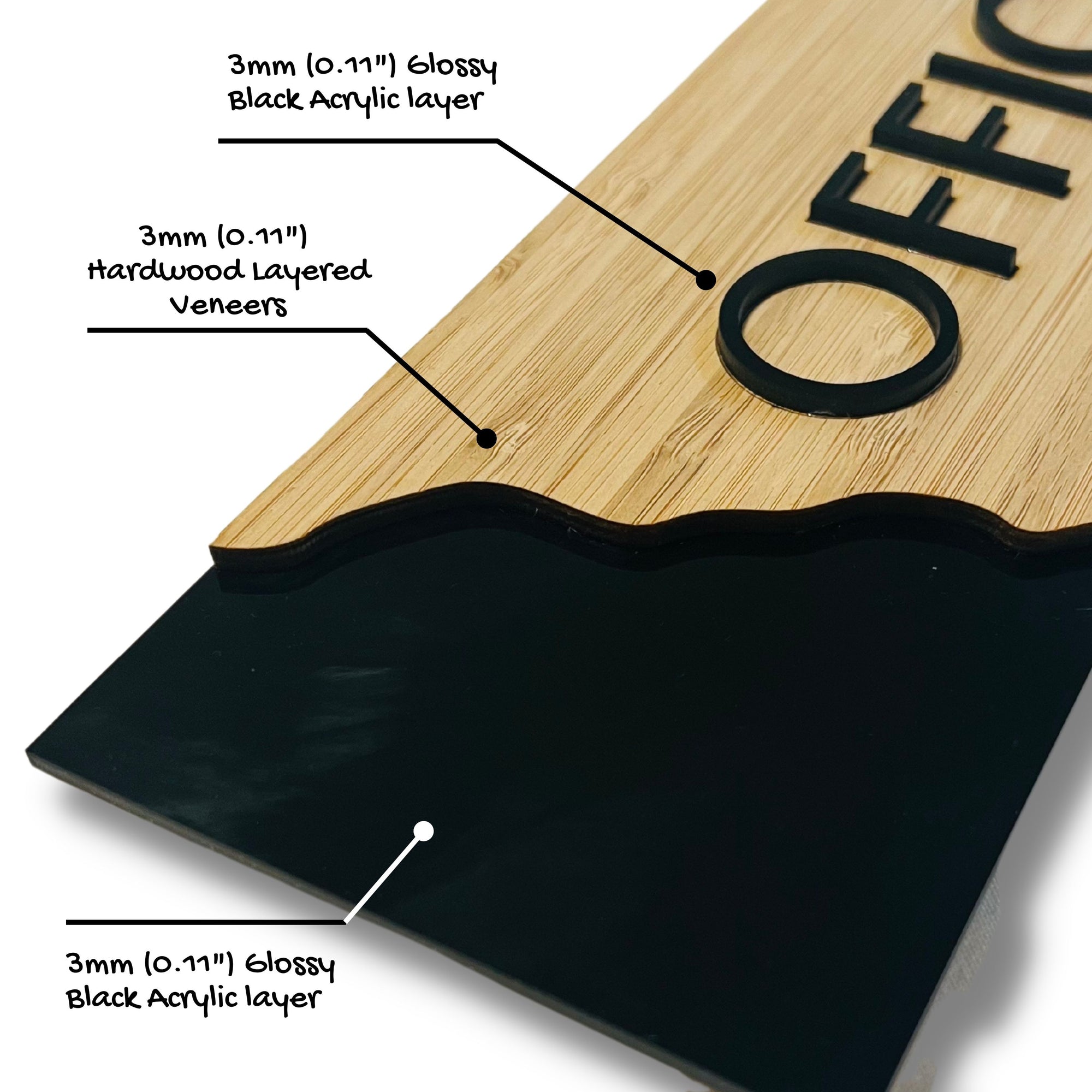 Personalised Three Layers Wooden & Acrylic Door Sign, Room Number Plaque, Laser Cut Custom Wall Room Plate, Business Logo, Company Signage for Office, Apartment, Hotel, House Warming, Grand Opening's Gift