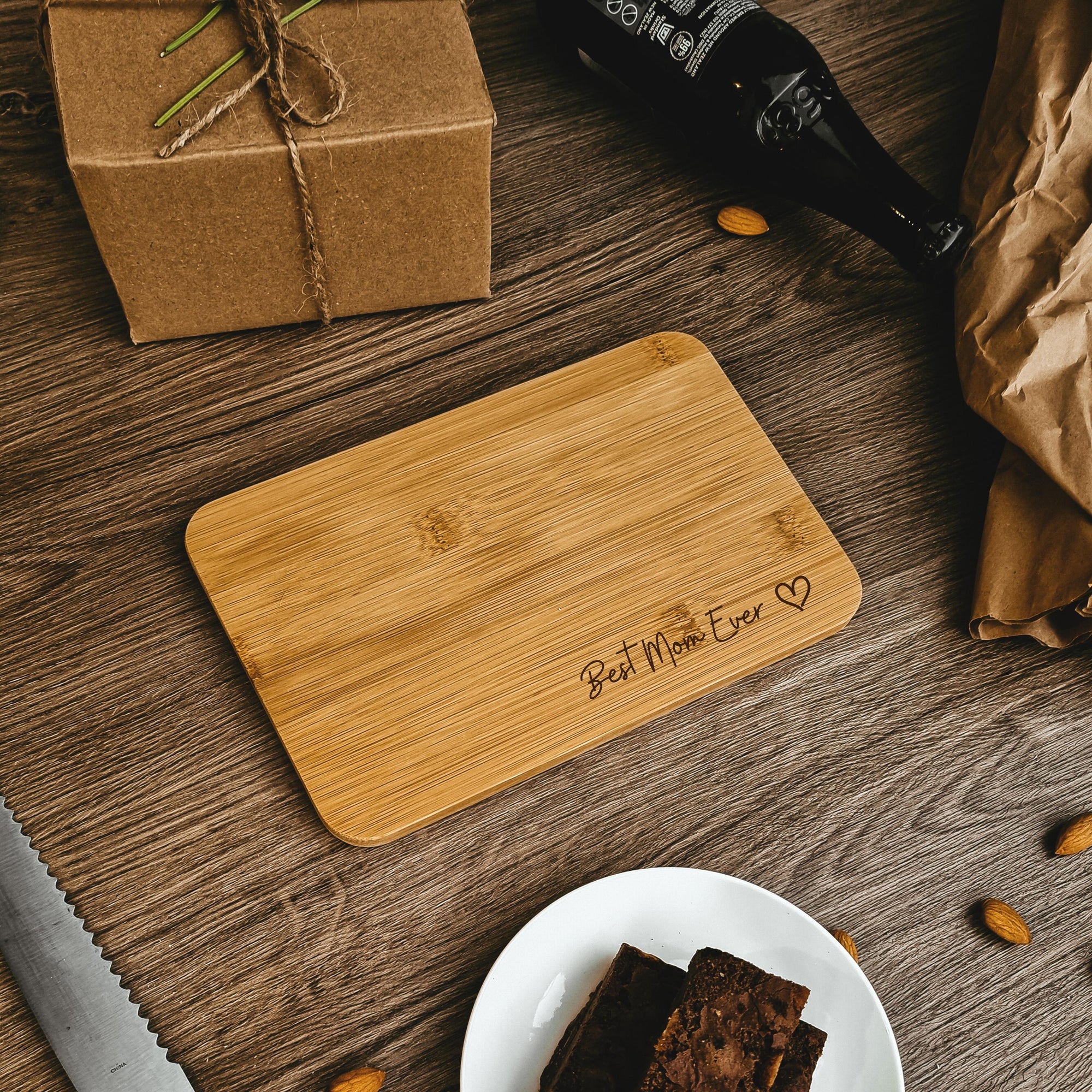 Personalised Bamboo Wooden Cheese Board, Cake, Charcuterie, Sandwich Serving Tray, Custom Engraved Mothers Day Gift for Mom, Nanny, Grandma
