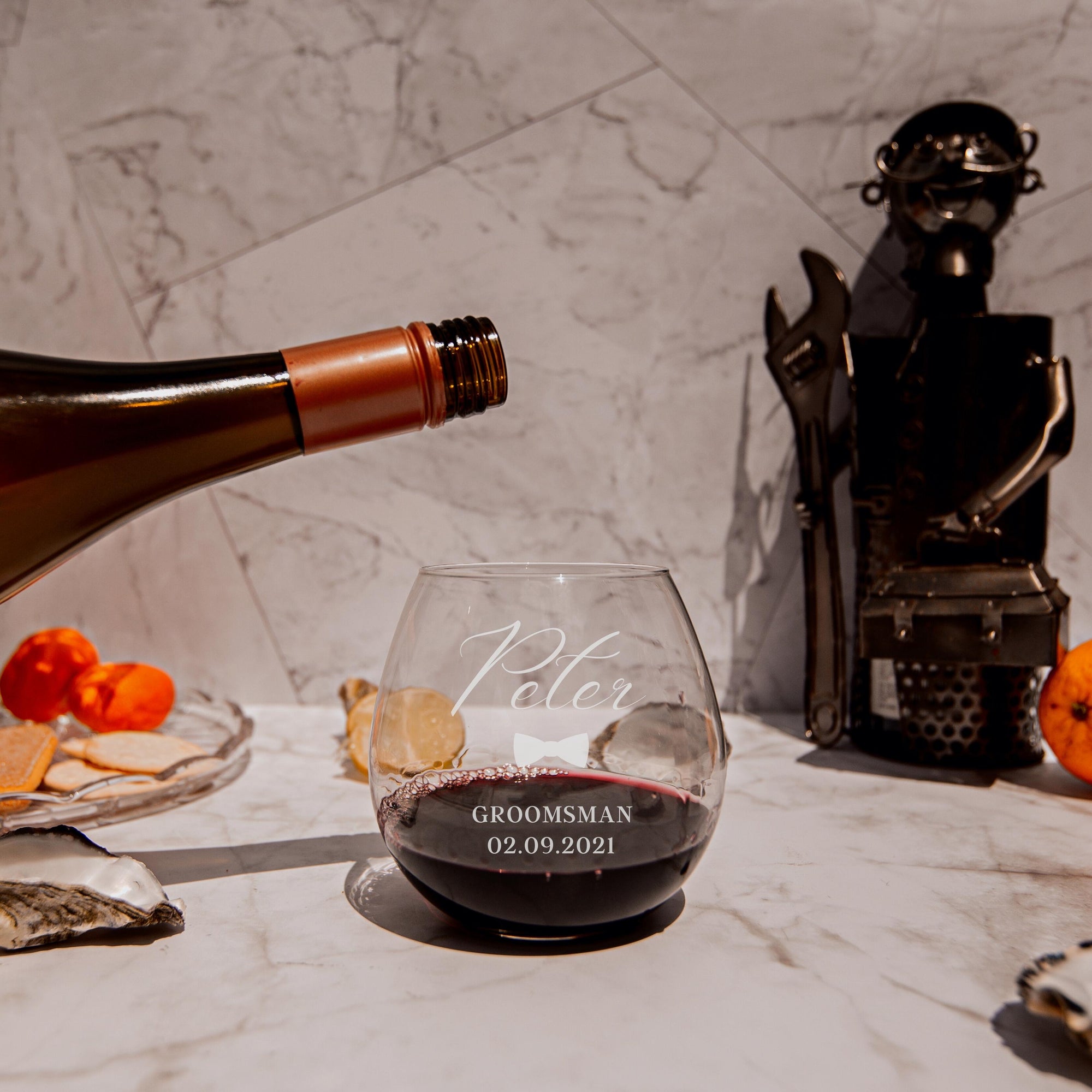 Personalised 720ml Stemless Wine Tumbler Glass, Laser Custom Engraved Champagne, Corporate/ Birthday, Housewarming Gift, Wedding Bridesmaid Favour