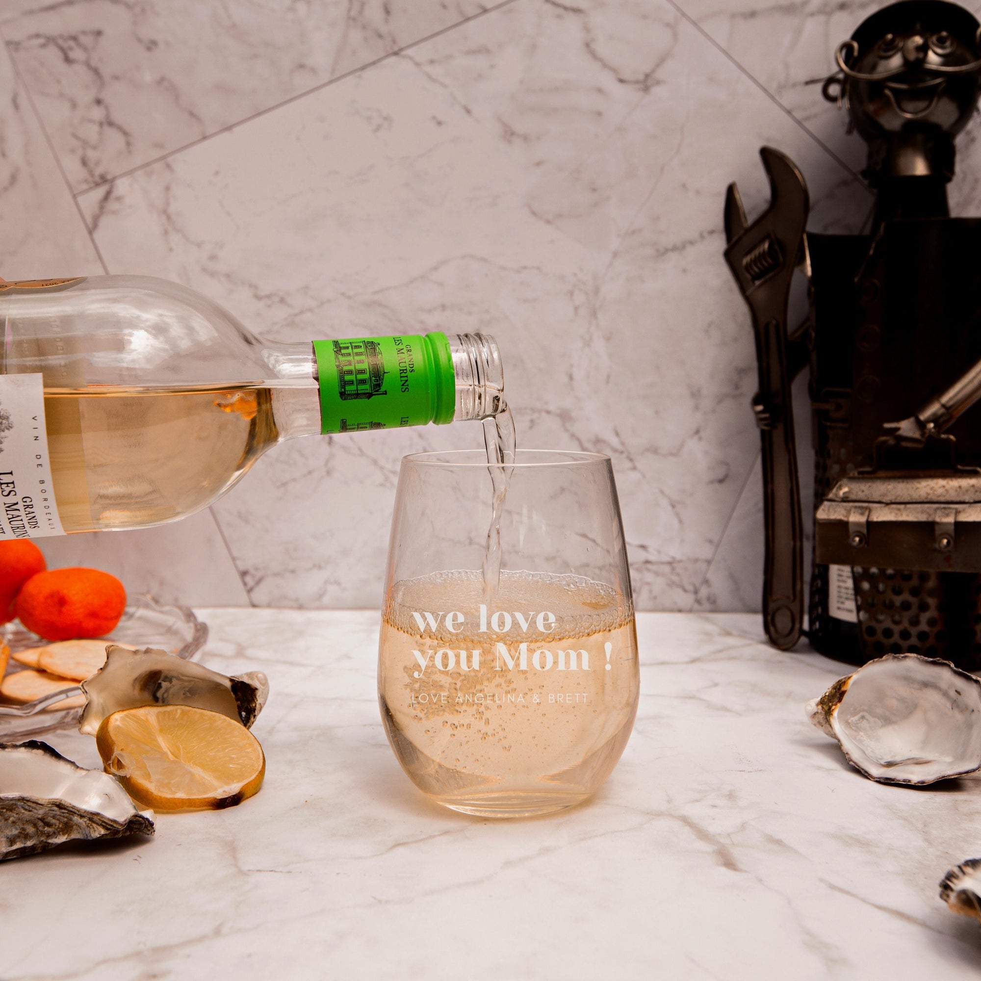 Personalised Set of 2 Red & White Wine - Portugal Glass, Custom Engraved Monogram Initial Champagne Glasses, Corporate/ Housewarming Gift, Wedding Bridesmaid Favour