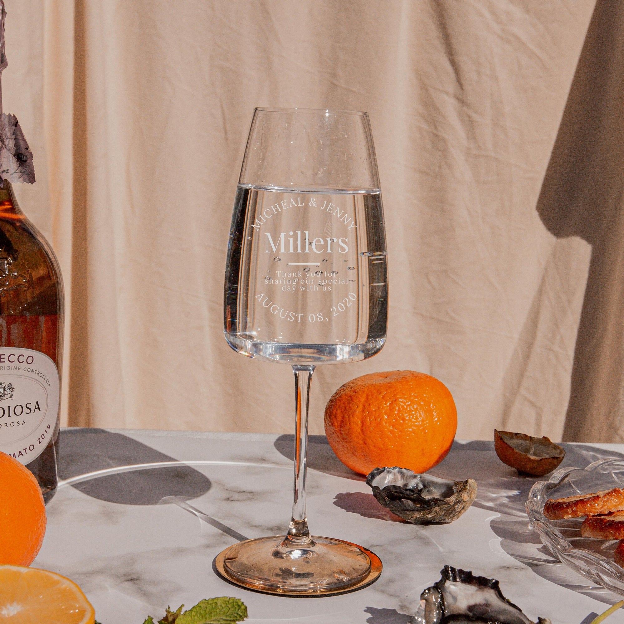 Personalised White Wine 420ml Glasses, Laser Custom Engraved Champagne, Corporate/ Birthday, Housewarming Gift, Wedding Bridesmaid Favour