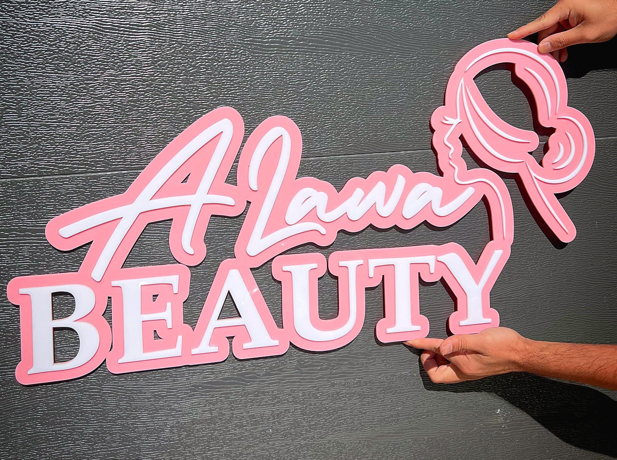 Custom Acrylic 3D Double Layered Business Logo Sign, Personalised Rose/ Gold Mirror Names, Coffee, Retail, Spa, Eyelash Signage