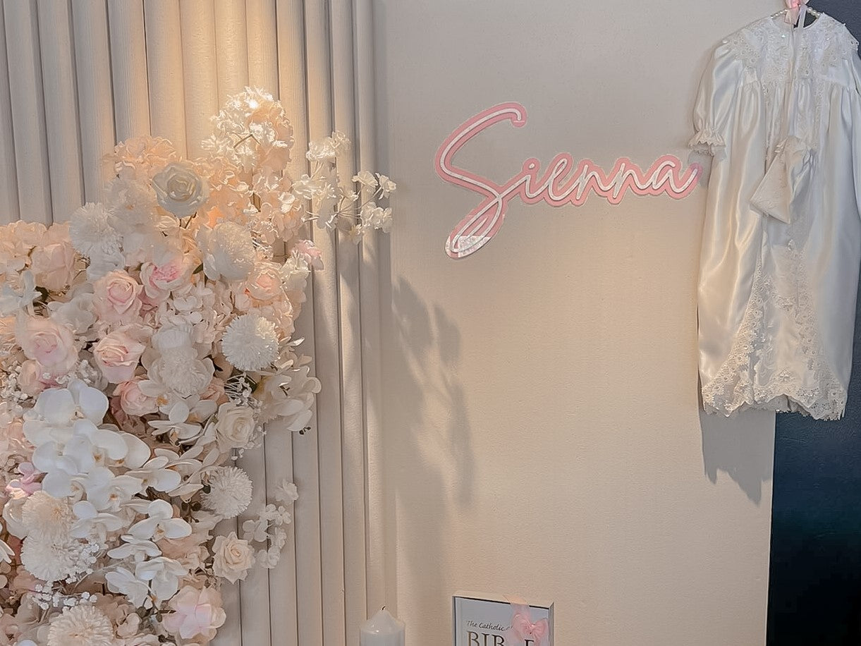 Custom Acrylic 3D Double Layered Name Sign, Personalised Rose/ Gold Mirror Names, Ceremony/ Event/ Baby Shower/ Christian/ Baptism Birthday Signage