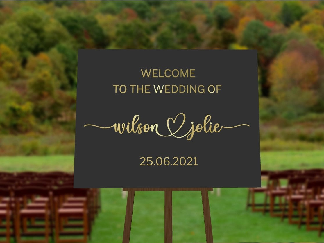 Custom Acrylic Wedding Welcome 3D Sign, Personalised Rose/ Gold Mirror Names, Ceremony/ Event/ Engagement/ Bridal Shower/ Birthday Signage on Easel