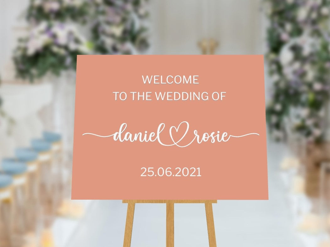 Custom Acrylic Wedding Welcome 3D Sign, Personalised Rose/ Gold Mirror Names, Ceremony/ Event/ Engagement/ Bridal Shower/ Birthday Signage on Easel