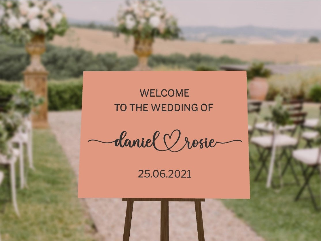 Custom Acrylic Wedding Welcome 3D Sign, Personalised Rose/ Gold Mirror Names, Ceremony/ Event/ Engagement/ Bridal Shower/ Birthday Signage on Easel