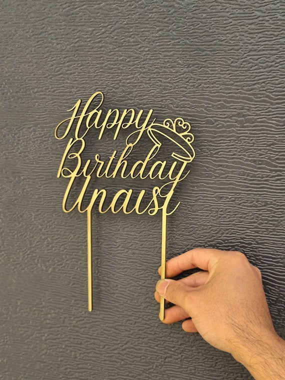 Personalised Birthday Princess Crown MDF/ Mirror Acrylic Cake Topper, Cut Out Custom Joint Name & Age, Wedding/ Celebration/ Event Party Decor Supply