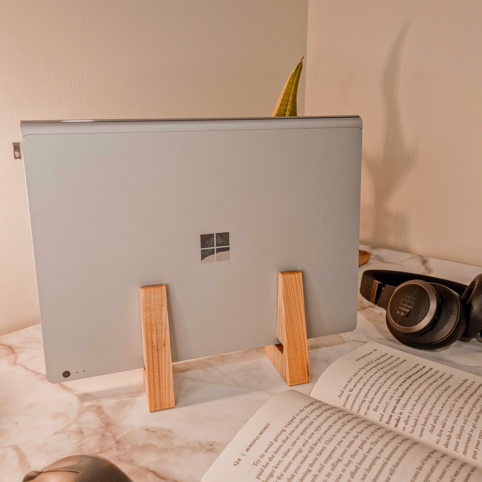 Personalised Portable Wooden Laptop Riser / Notebook, Macbook Wood Stand Holder / Custom Engraved Timber Office Desk Organizer -12-15.6 inch