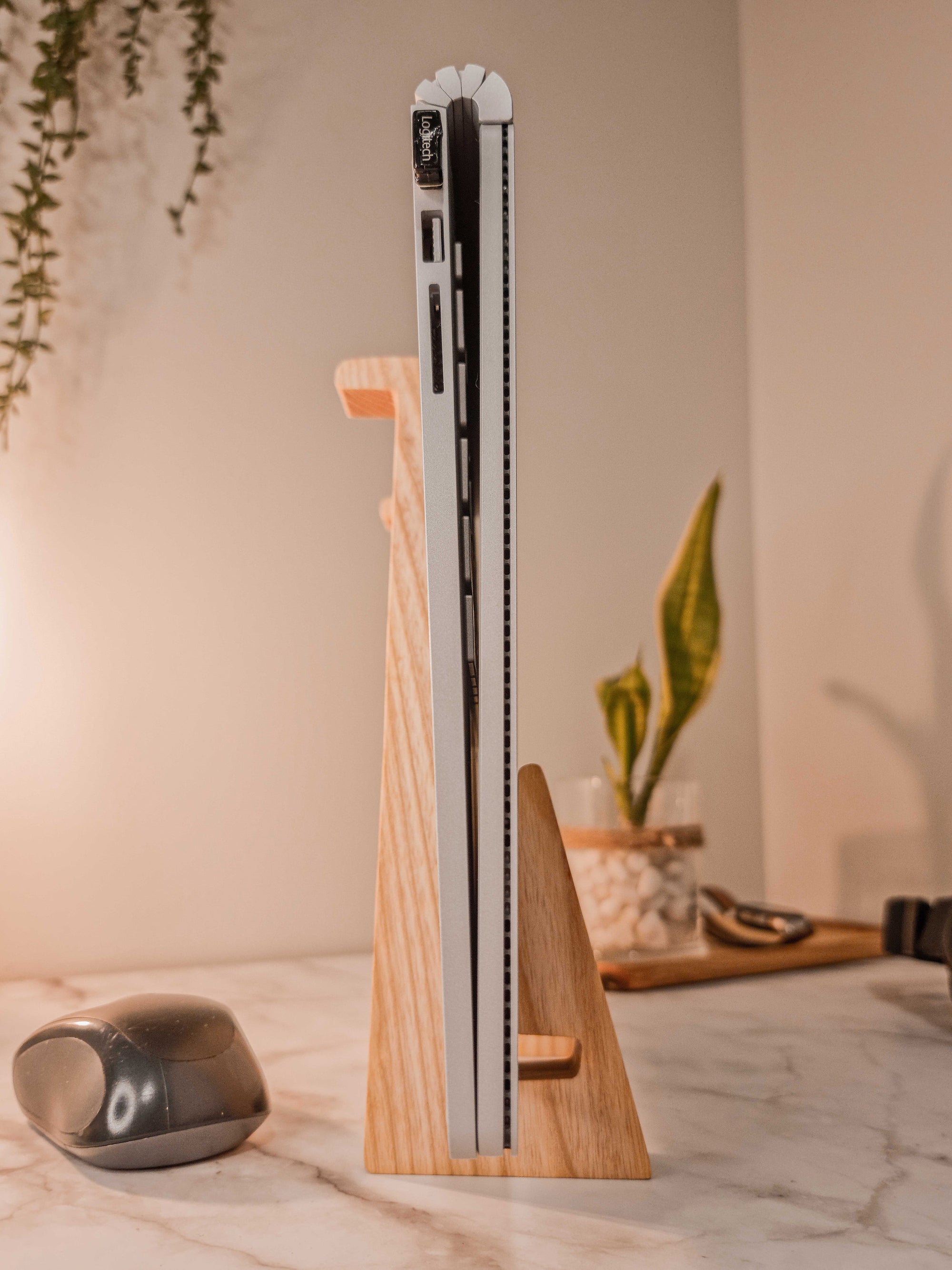 Personalised Portable Wooden Laptop Riser / Notebook, Macbook Wood Stand Holder / Custom Engraved Timber Office Desk Organizer -12-15.6 inch