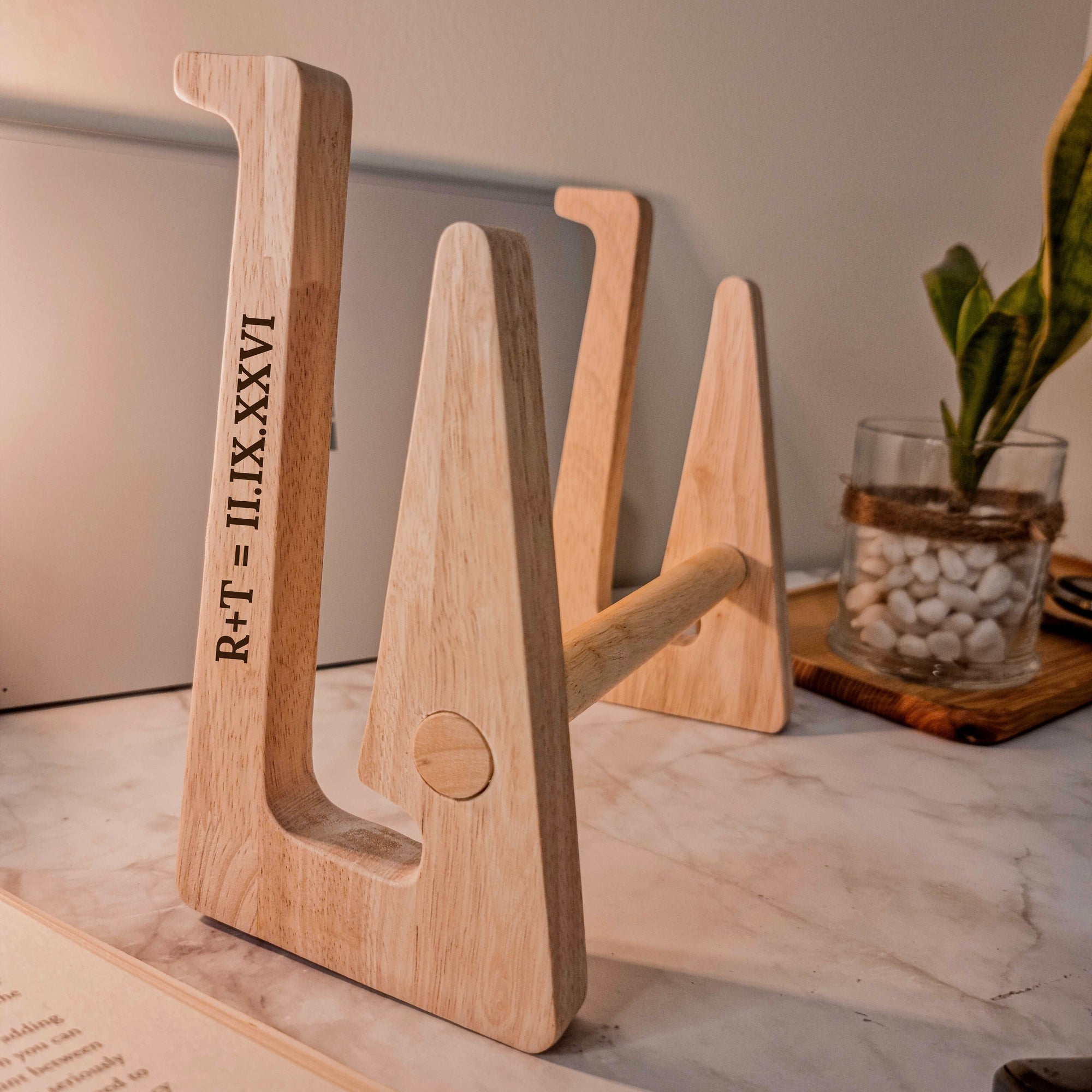 Personalised Portable Wooden Laptop Riser/ Notebook, Macbook Wood Stand Holder / Custom Engraved Office Organizer/ Work From Home - 13 Inch