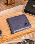 Personalised Genuine Real Leather Cowhide Bifold Wallet, Monogram Custom Engraved Gift for Him/ Father/ Groomsmen/Dad/ Husband Anniversary