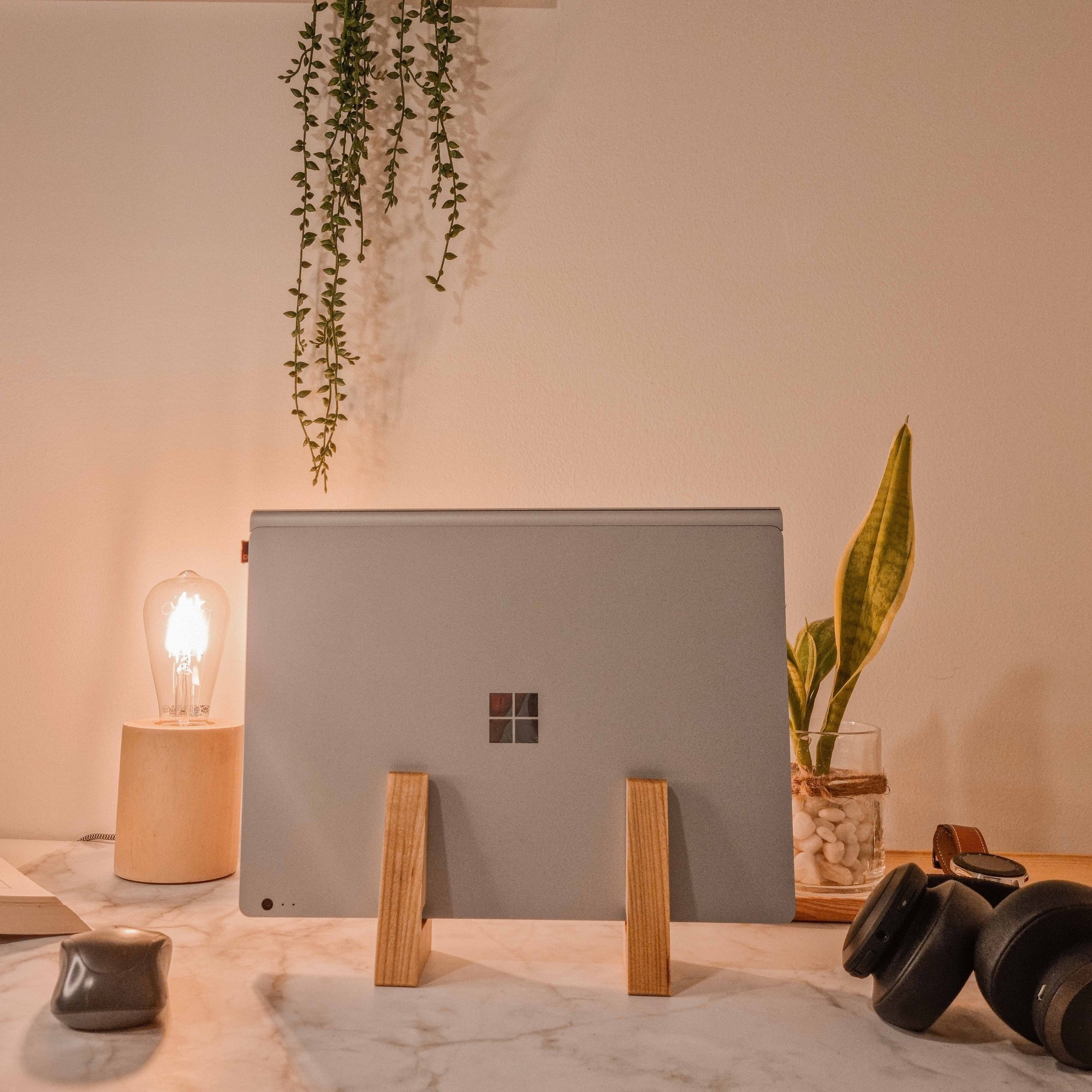 Personalised Portable Wooden Laptop Riser / Notebook, Macbook Wood Stand Holder / Custom Engraved Timber Office Desk Organizer -12-15.6 inch