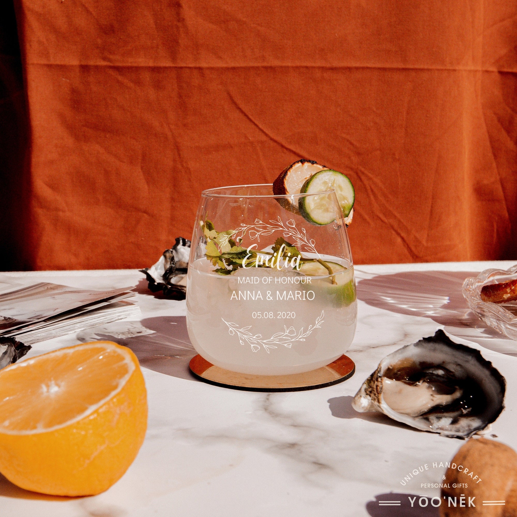 Personalised 360ml Glasses, Laser Engraved Cocktail Soft Drink/ Wine Whiskey Glass, Corporate Housewarming Wedding Bridesmaid Groomsmen Gift