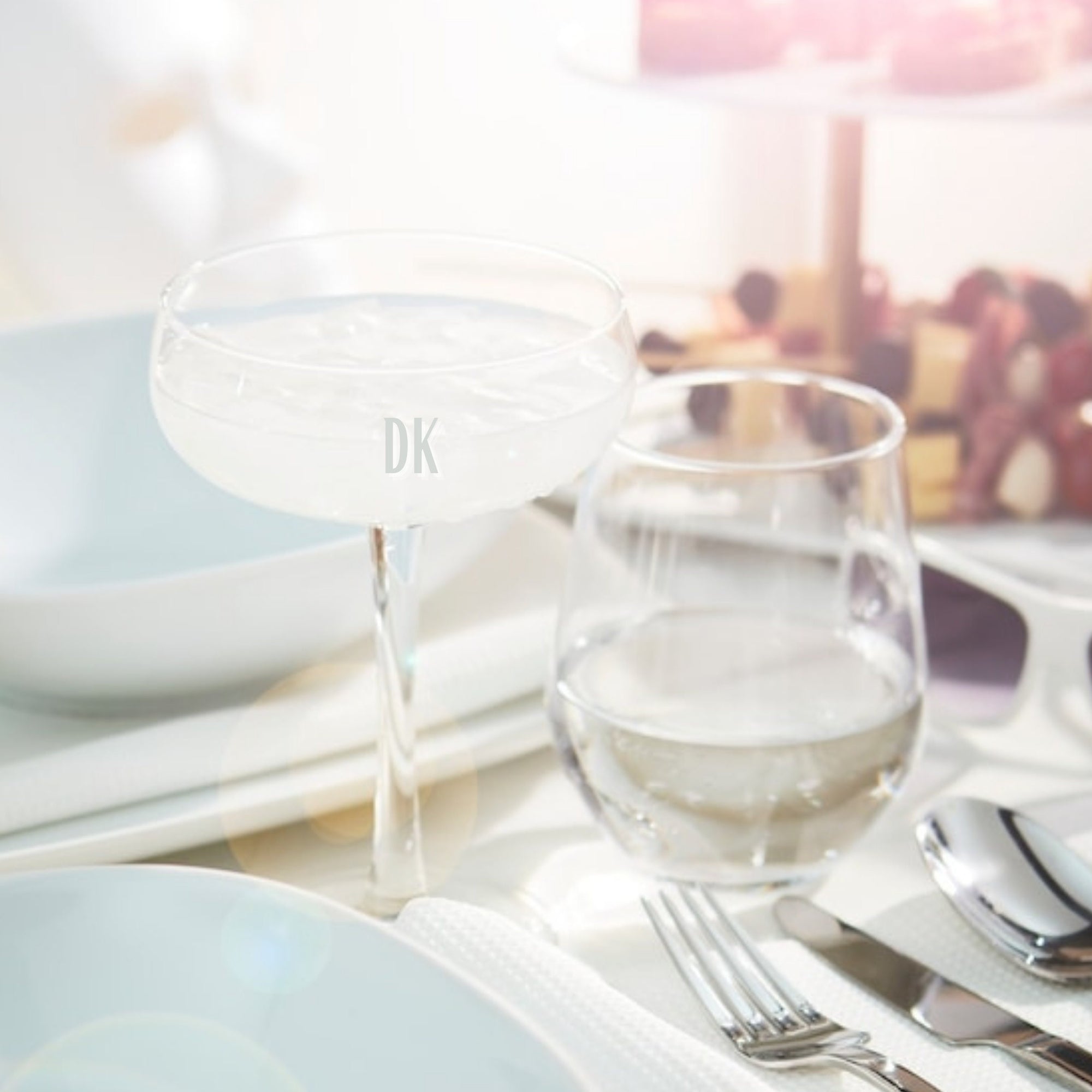 Personalised 300ml Champagne Couple Glasses, Initial Engraved Cocktail Wine Glass, Corporate Housewarming, Wedding Bridesmaid Groomsmen Gift