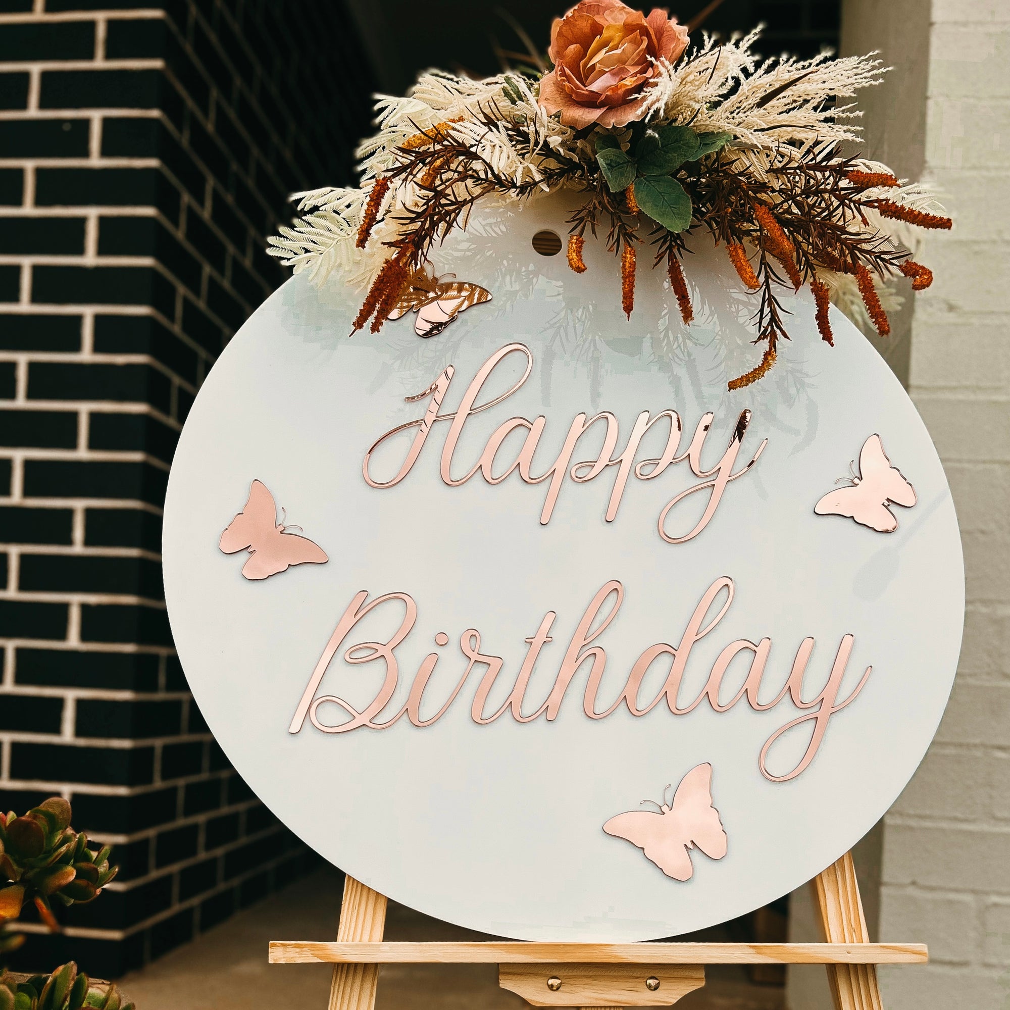 Custom 3D Acrylic Butterfly Birthday Round Sign, Double Layered Personalised Names, Ceremony/ Event/ Engagement/ Bridal Shower/ Birthday Signage on Easel