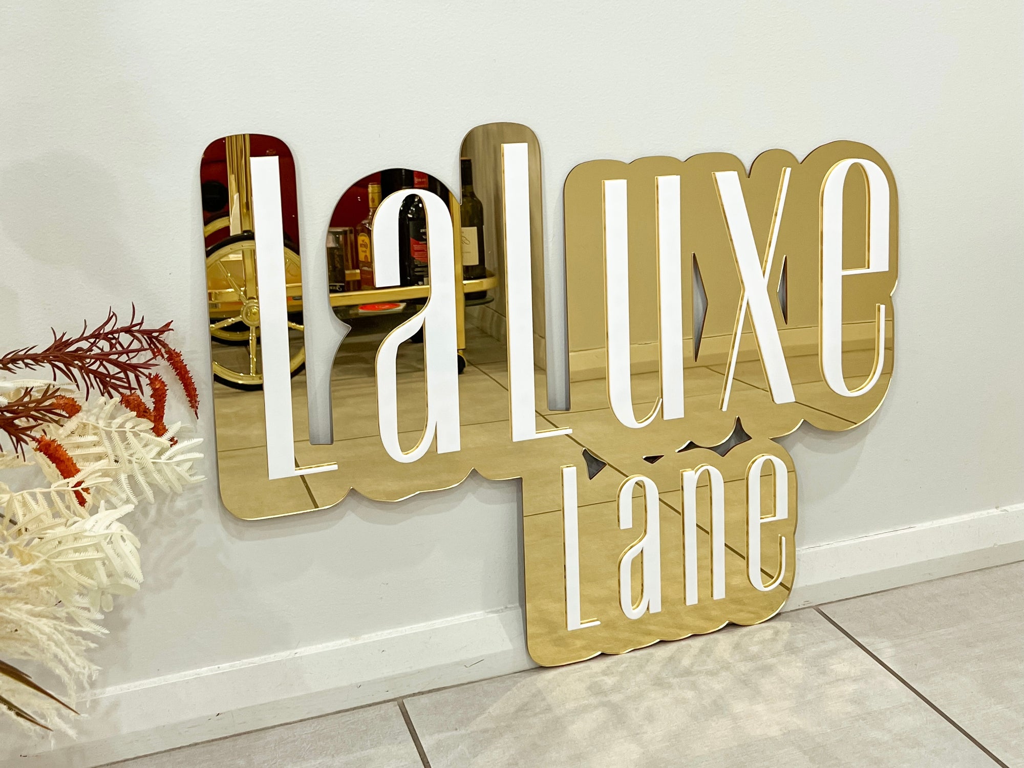 Custom Acrylic 3D Double Layered Business Logo Sign, Personalised Rose/ Gold Mirror Names, Coffee, Retail, Spa, Eyelash Signage