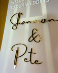 Custom Frosted/ Clear Acrylic Wedding Welcome 3D Sign, Personalised Rose/ Gold Mirror Names, Ceremony/ Event/ Engagement/ Bridal Shower/ Birthday Signage on Easel