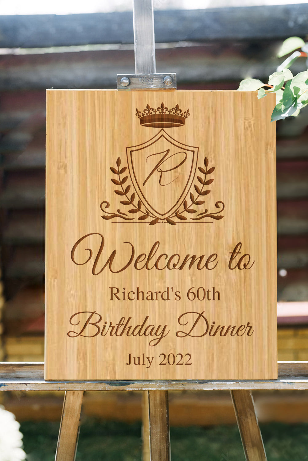 Custom Timber Wedding Welcome Sign, Personalised Rustic/ Vintage/  Boho, Country Hippie style Wooden Names, Ceremony/ Event/ Engagement/ Bridal Shower/ Birthday Signage on Easel