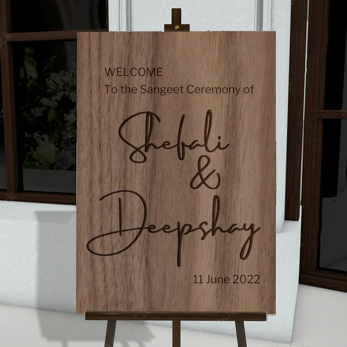 Custom Timber Wedding Welcome Sign, Personalised Rustic/ Vintage/  Boho, Country Hippie style Wooden Names, Ceremony/ Event/ Engagement/ Bridal Shower/ Birthday Signage on Easel