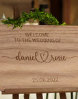 Custom Timber Wedding Welcome Sign, Personalised Rustic/ Vintage/  Boho, Country Hippie style Wooden Names, Ceremony/ Event/ Engagement/ Bridal Shower/ Birthday Signage on Easel