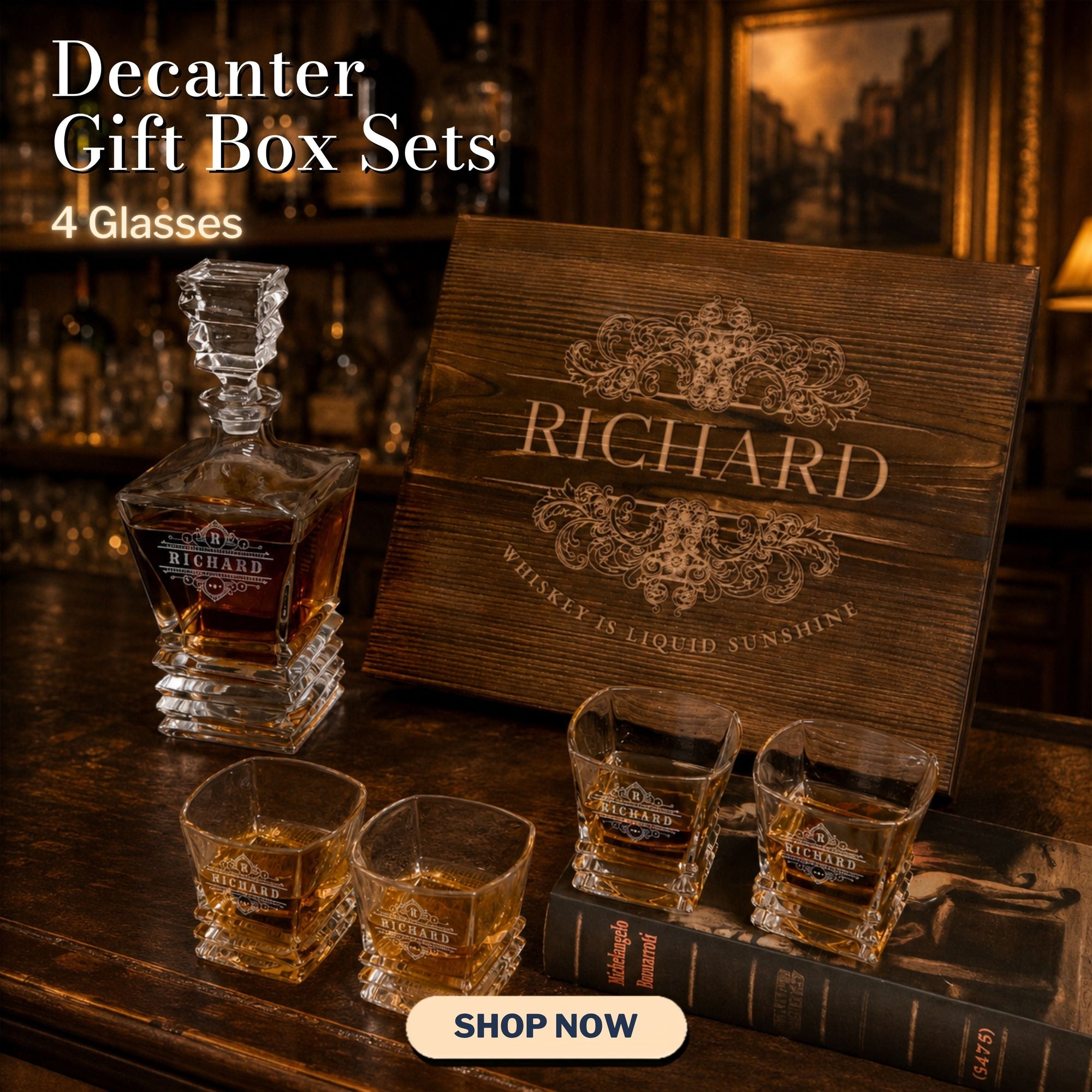 Decanter Gift Box Sets — 4 Glasses