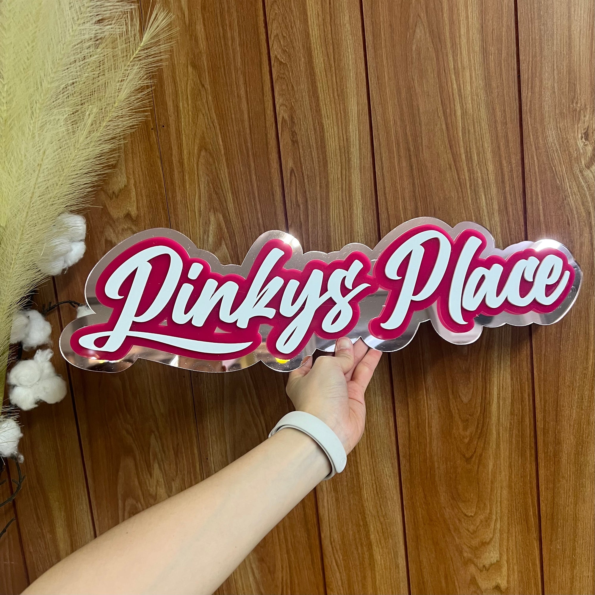 Custom Acrylic Mirror 3D Triple Layer Script Name Sign, Personalised Kid Nursery Wall Decor, First Birthday Shower, Baptism, Wedding Signage