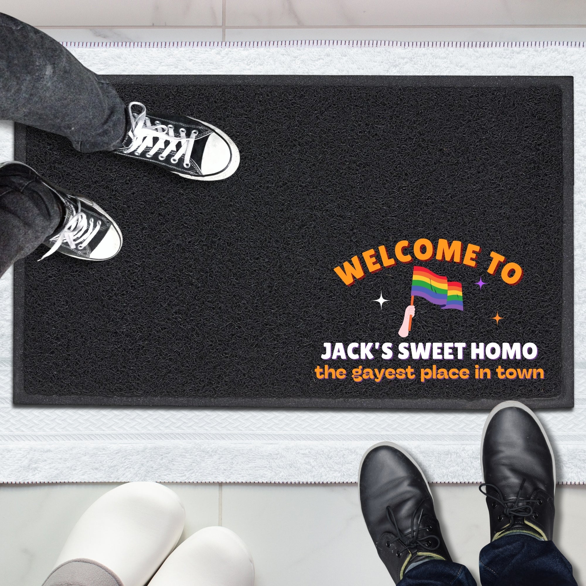 Personalised Doormat, Customised UV Printed PVC Loop Pile High Traffic Front Entry, Logo Estate Welcome Outdoor Indoor Mat Housewarming Gift