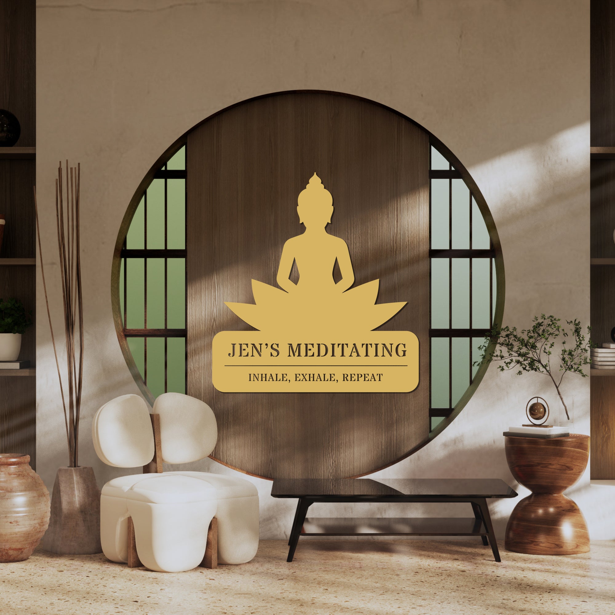 Personalised Buddha Quotes Wall Accent, Customised Tree of Life Buddhism Sign Meditation Yoga Studio Room Decor Hoop, Zen Art Religious Gift