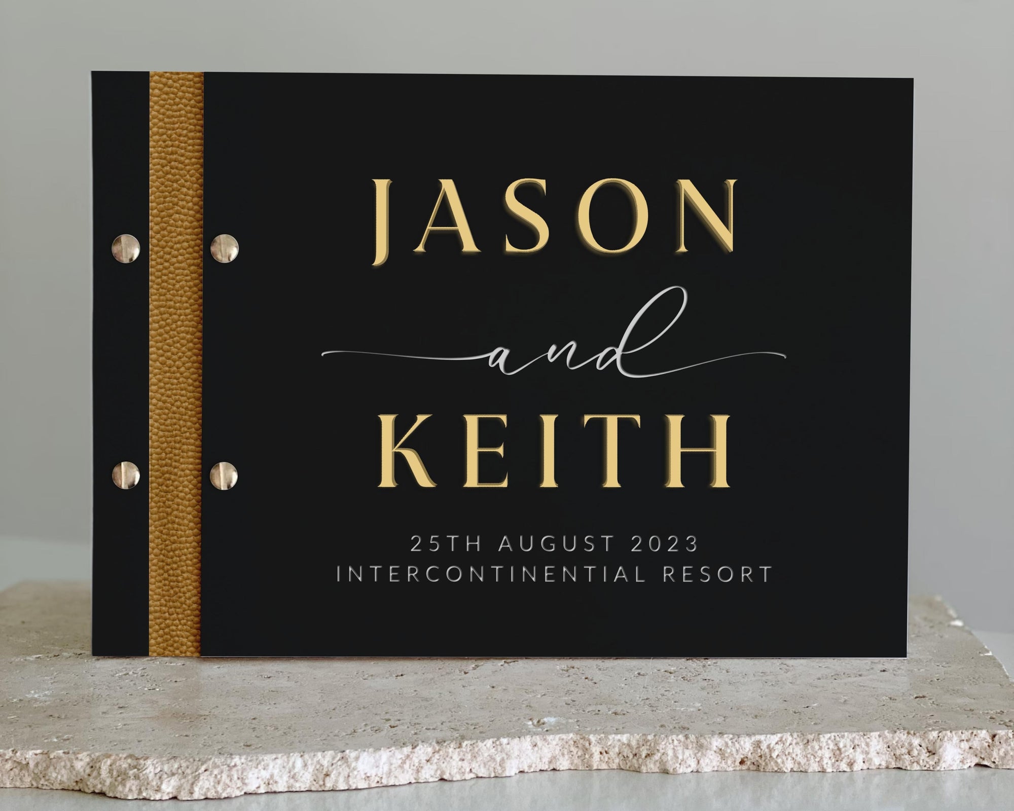 Custom Made Engraving &amp; 3D Raised Acrylic, Vegan Leather Wedding Guest Book, Personalised Alternative/ Traditional Guestbook Keepsake, Party Decor