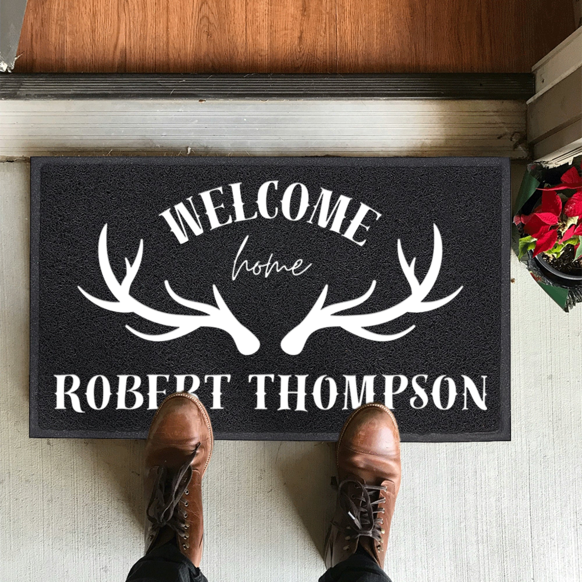 Personalised Doormat, Customised UV Printed PVC Loop Pile High Traffic Front Entry, Logo Estate Welcome Outdoor Indoor Mat Housewarming Gift