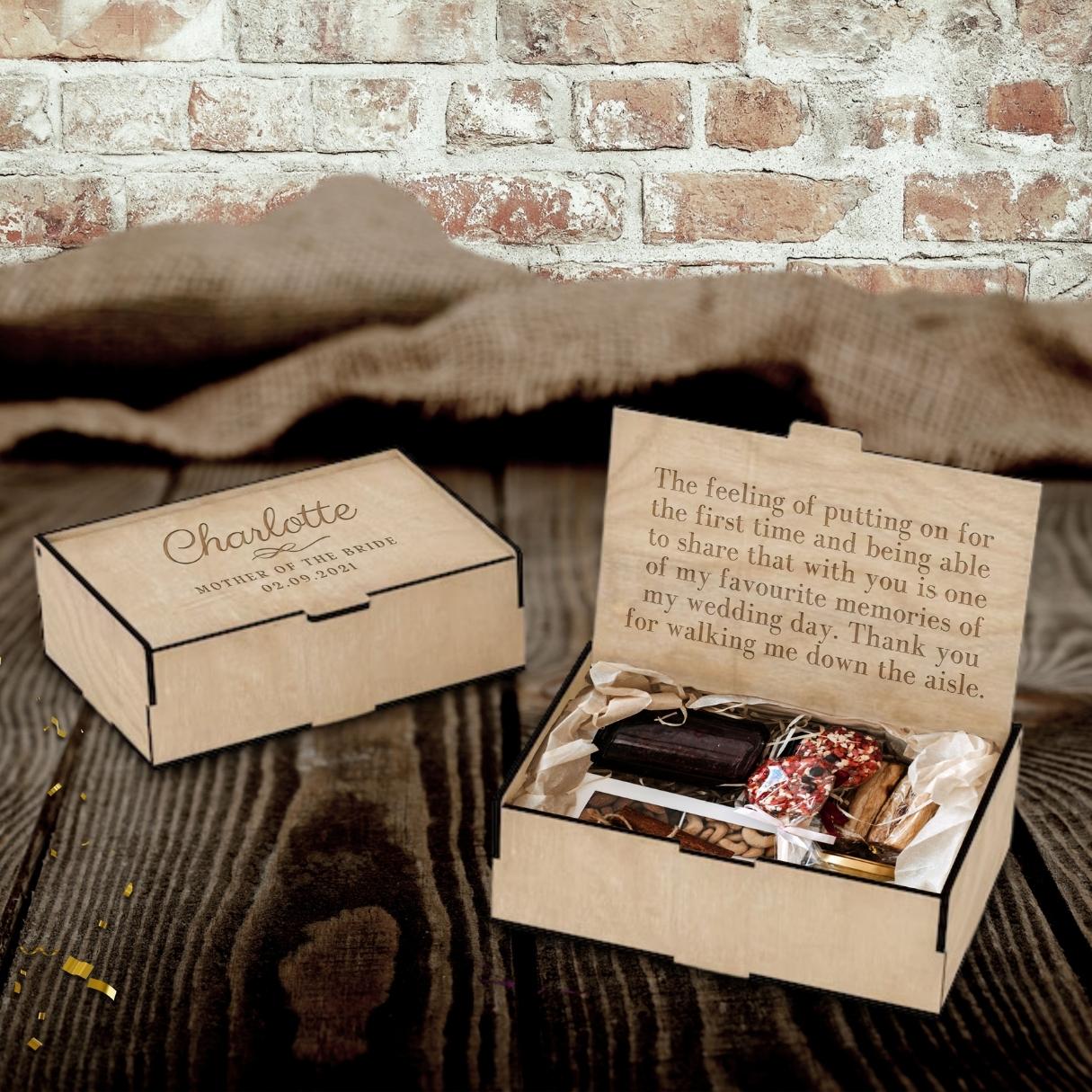 Custom Double Sided Engraved Wooden Keepsake Rectangle Box, Personalised Plywood/ MDF Name/ Logo Wedding, Birthday, Corporate Storage Gift Boxes