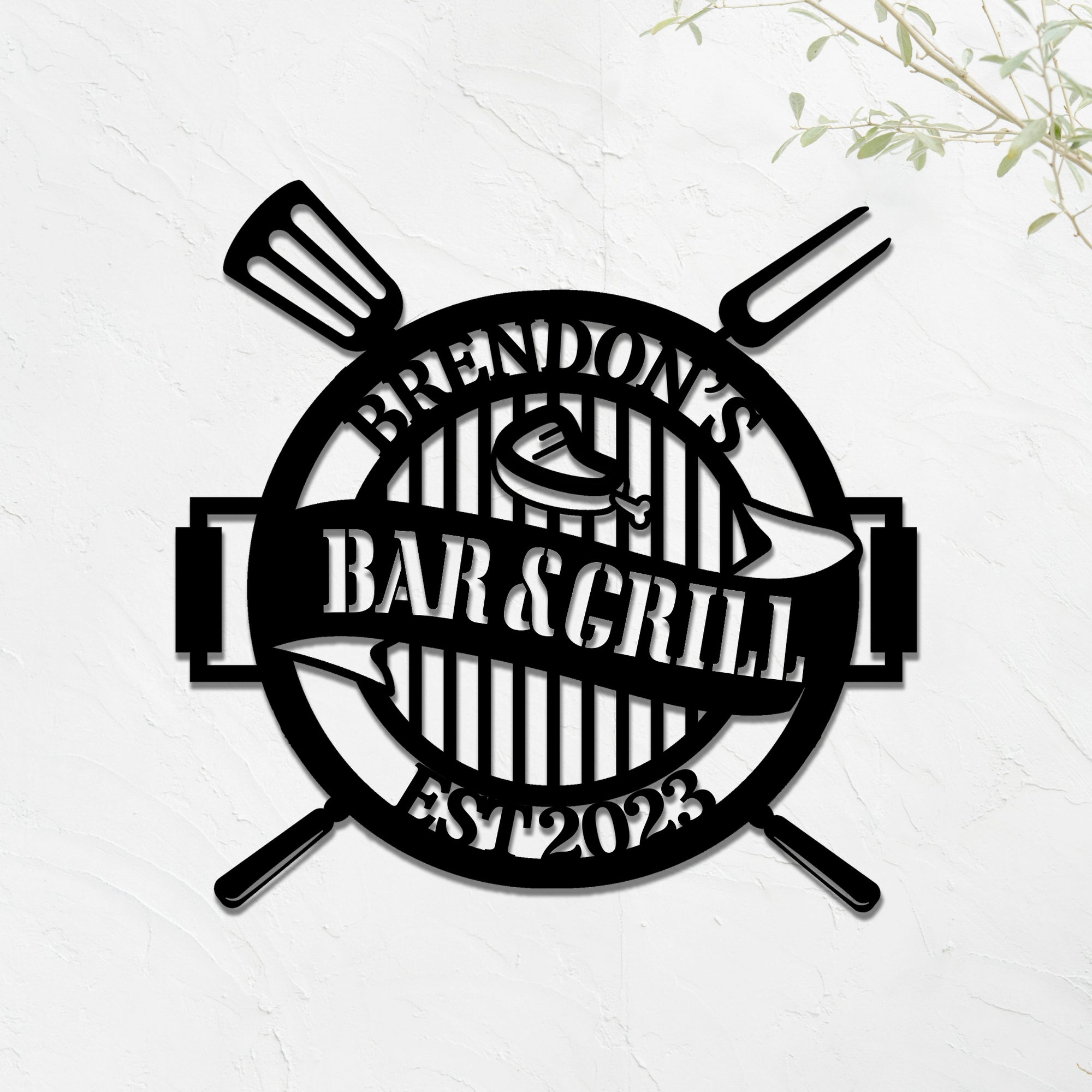 Custom Barbecue Hoop, Personalised Family BBQ Wall Art, Chill & Grill Bar Display Hanging Sign, Kitchen Backyard, Housewarming Decor Signage